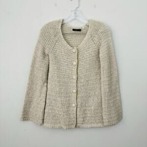 Lux Knit Button Up Cardigan Tan Wool Blend Women’s Size XS